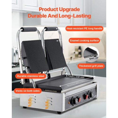 Kommerzieller Panini-Presse-Grill-Sandwichmaker-Backblech 48x23cm | EU