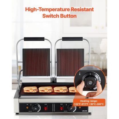 Kommerzieller Panini-Presse-Grill-Sandwichmaker-Backblech 48x23cm | EU