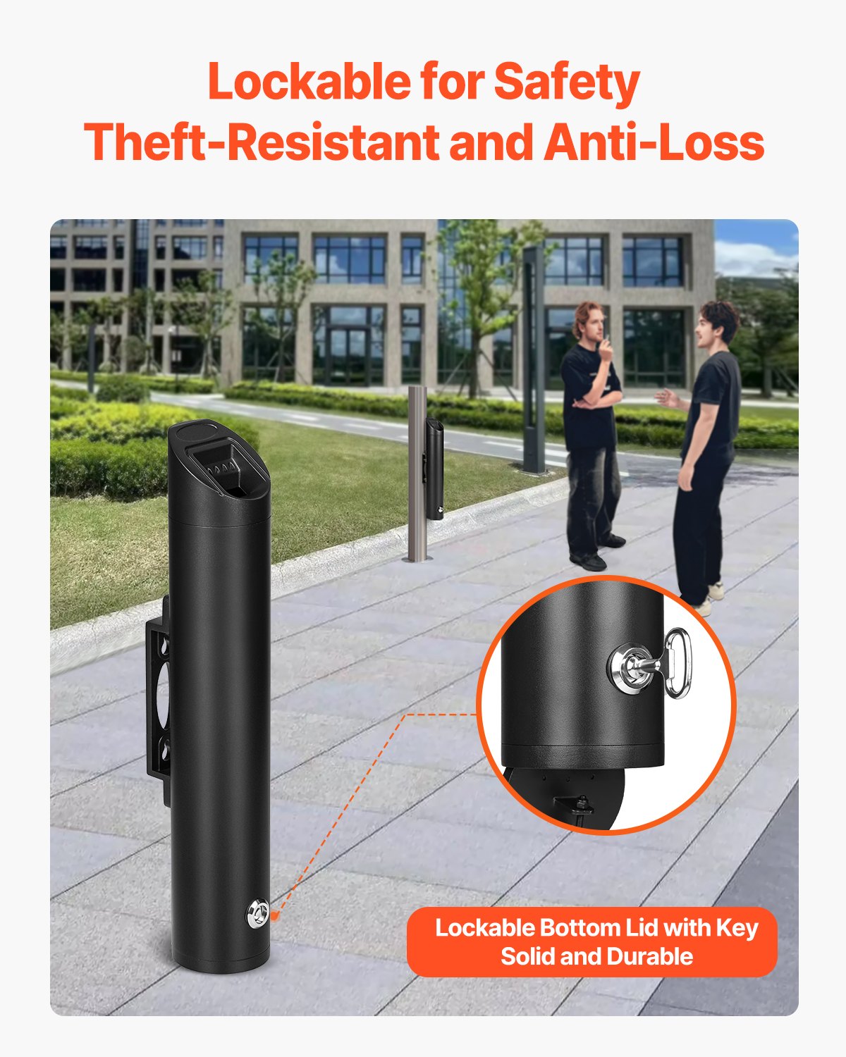 Cigarette Butt Container Stainless Steel Wall Mounted Waste Disposal Black