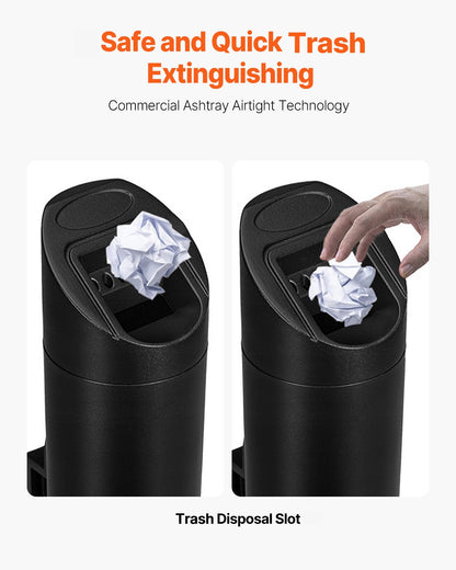 Cigarette Butt Receptacle, Stainless Steel Cylinder Cigarette Butt Container, Wall Mounted and Weatherproof Outdoor Cigarette Butt Disposal for Garden, Office, Restaurant, Hotel, Bar, Black