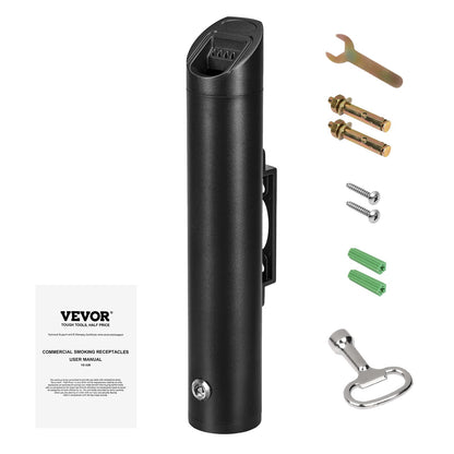 Cigarette Butt Receptacle, Stainless Steel Cylinder Cigarette Butt Container, Wall Mounted and Weatherproof Outdoor Cigarette Butt Disposal for Garden, Office, Restaurant, Hotel, Bar, Black