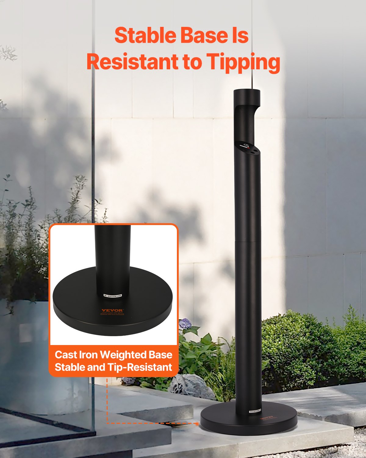 Cigarette Butt Receptacle, Commercial Cylinder Cigarette Butt Container, Freestanding and Weatherproof Outdoor Cigarette Butt Disposal for Garden, Office, Restaurant, Hotel, Bar, Patio, Black