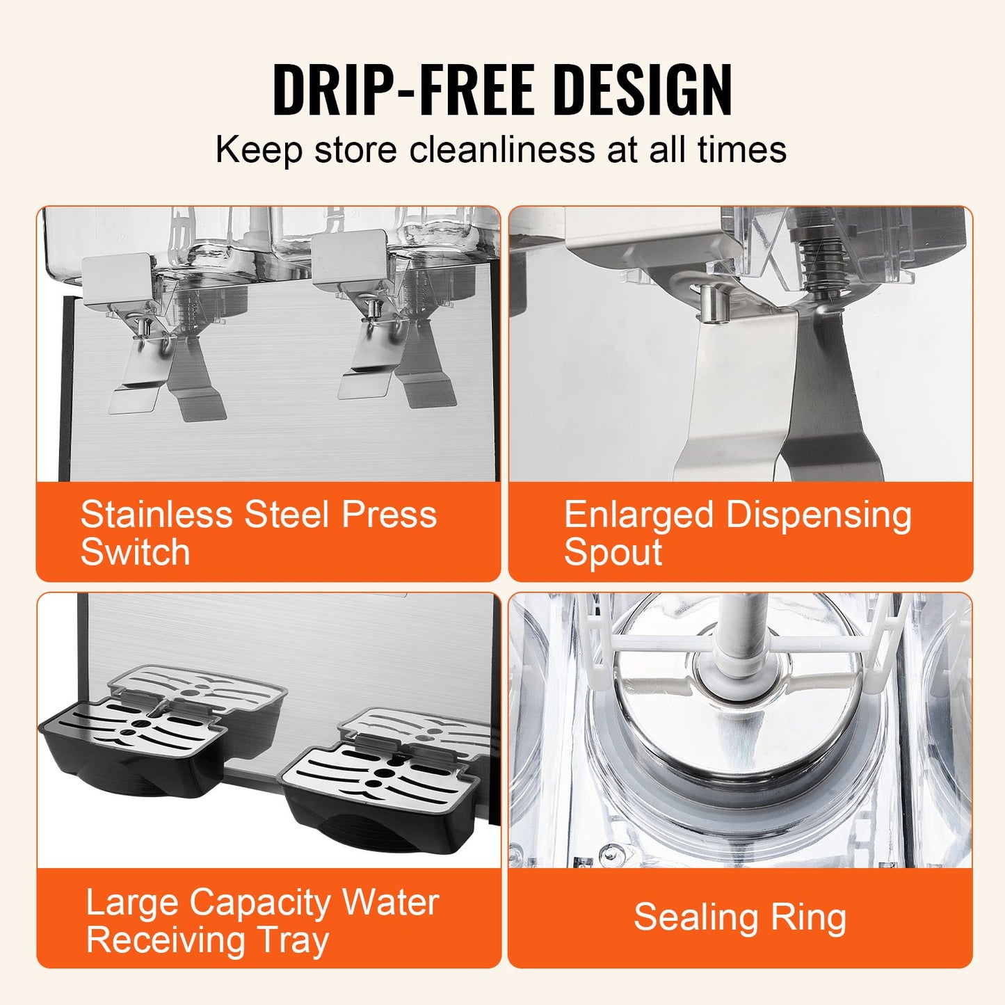 Commercial Beverage Dispenser 18L x 2 Tanks Cold Juice Ice Drink Dispenser