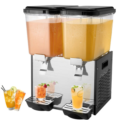 Commercial Beverage Dispenser 18L x 2 Tanks Cold Juice Ice Drink Dispenser