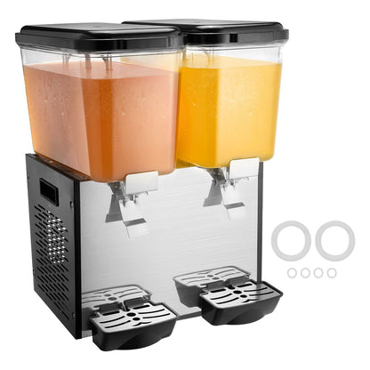 Commercial Beverage Dispenser 18L x 2 Tanks Cold Juice Ice Drink Dispenser