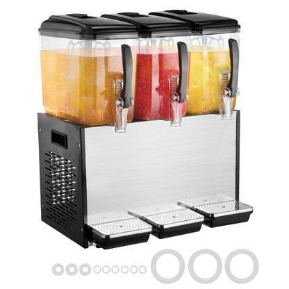 Commercial Beverage Dispenser 12L x 3 tanks Cold Juice Ice Drink Dispenser