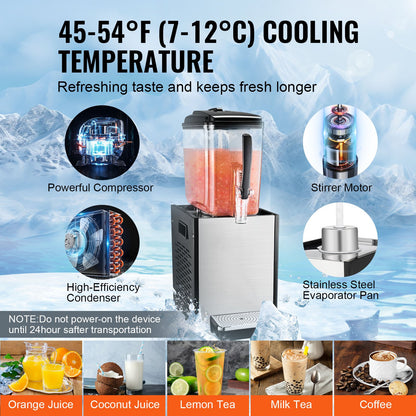 Commercial Beverage Dispenser 12L Cold Juice Ice Drink Dispenser for Party