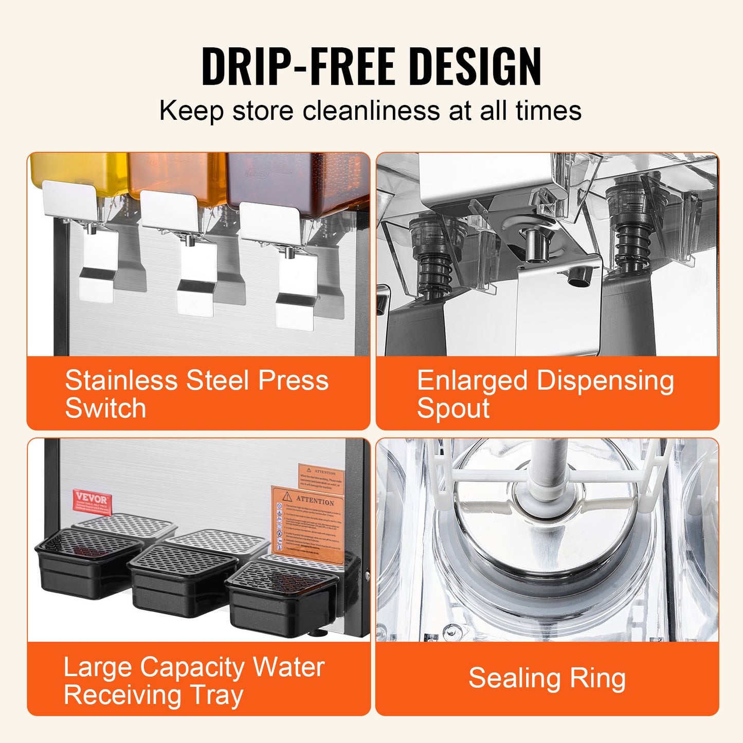 Commercial Beverage Dispenser 10L x 3 tanks Cold Juice Ice Drink Dispenser