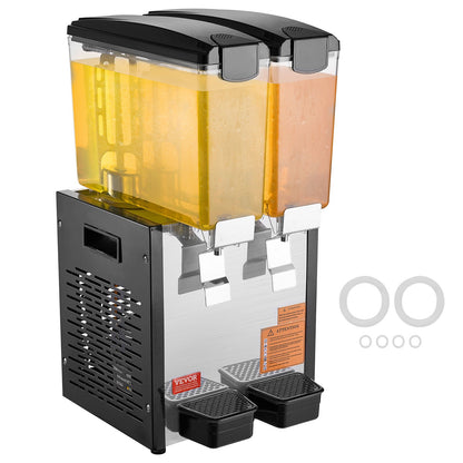 Commercial Beverage Dispenser 10L x 2 Tanks Cold Juice Ice Drink Dispenser