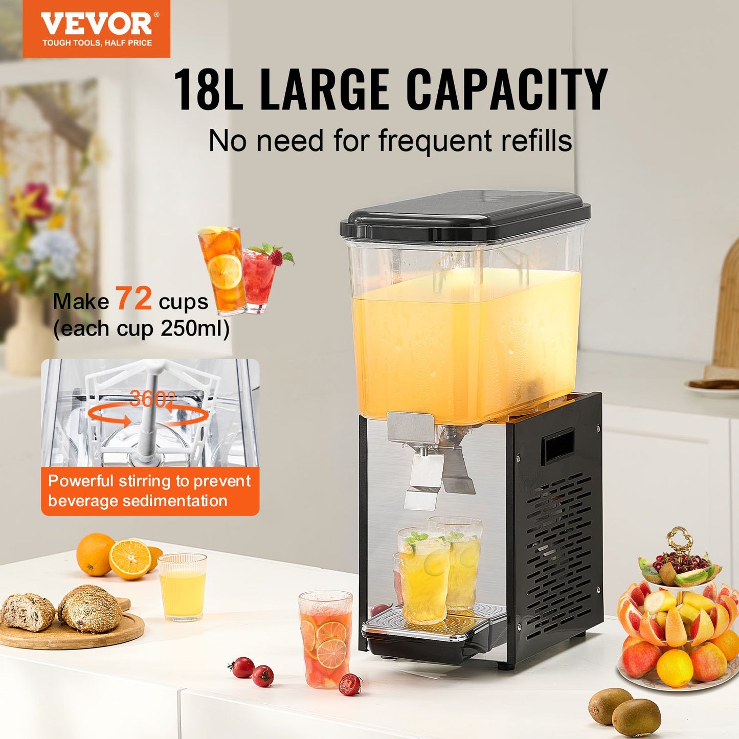 Commercial Beverage Dispenser 18L Cold Juice Ice Drink Dispenser for Party