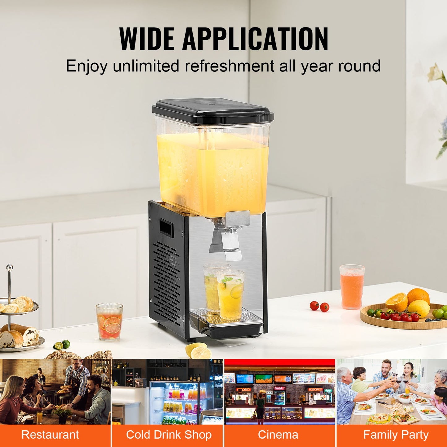 Commercial Beverage Dispenser 18L Cold Juice Ice Drink Dispenser for Party