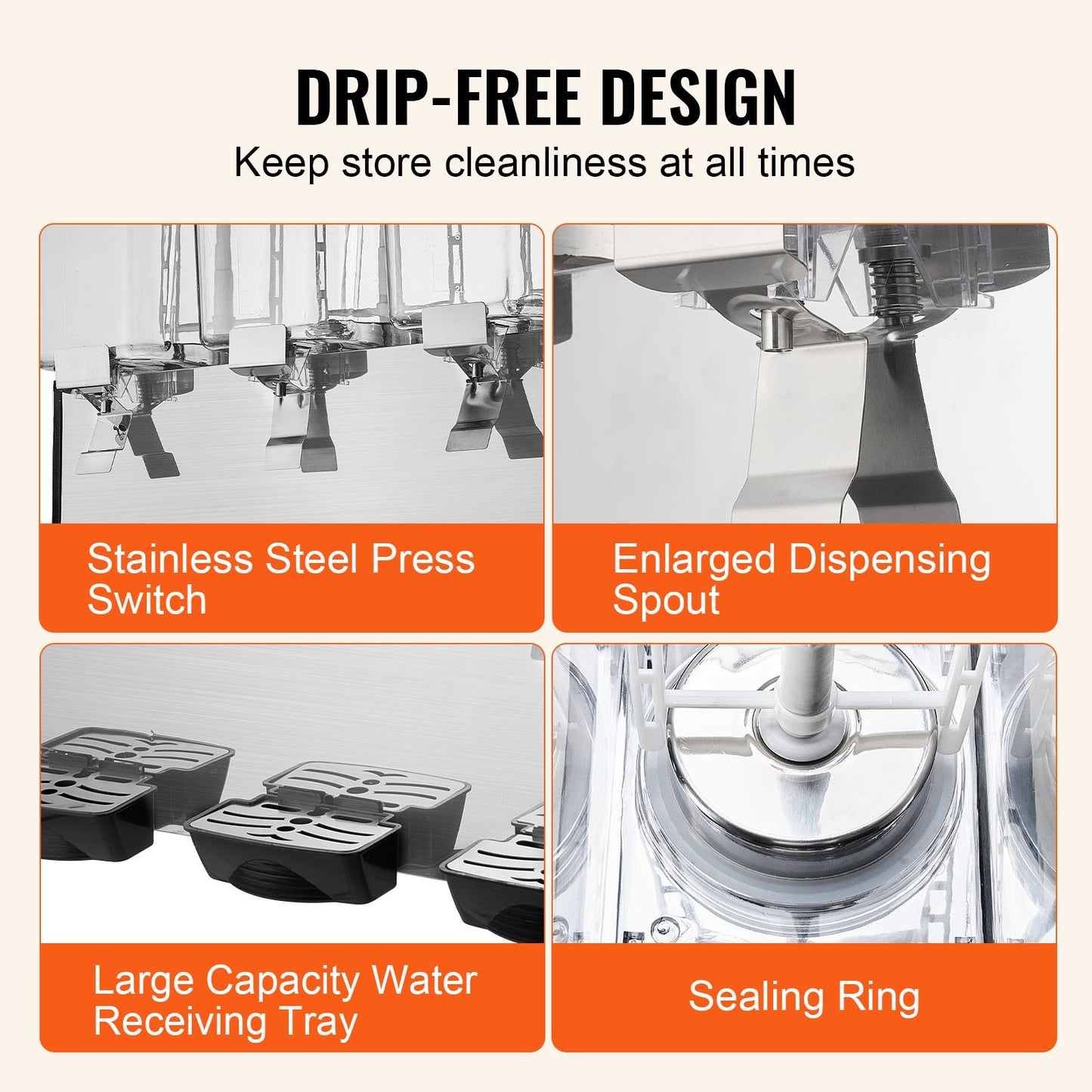 Commercial Beverage Dispenser 18L x 3 tanks Cold Juice Ice Drink Dispenser