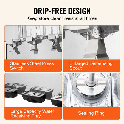 Commercial Beverage Dispenser 18L x 3 tanks Cold Juice Ice Drink Dispenser