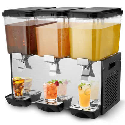 Commercial Beverage Dispenser 18L x 3 tanks Cold Juice Ice Drink Dispenser