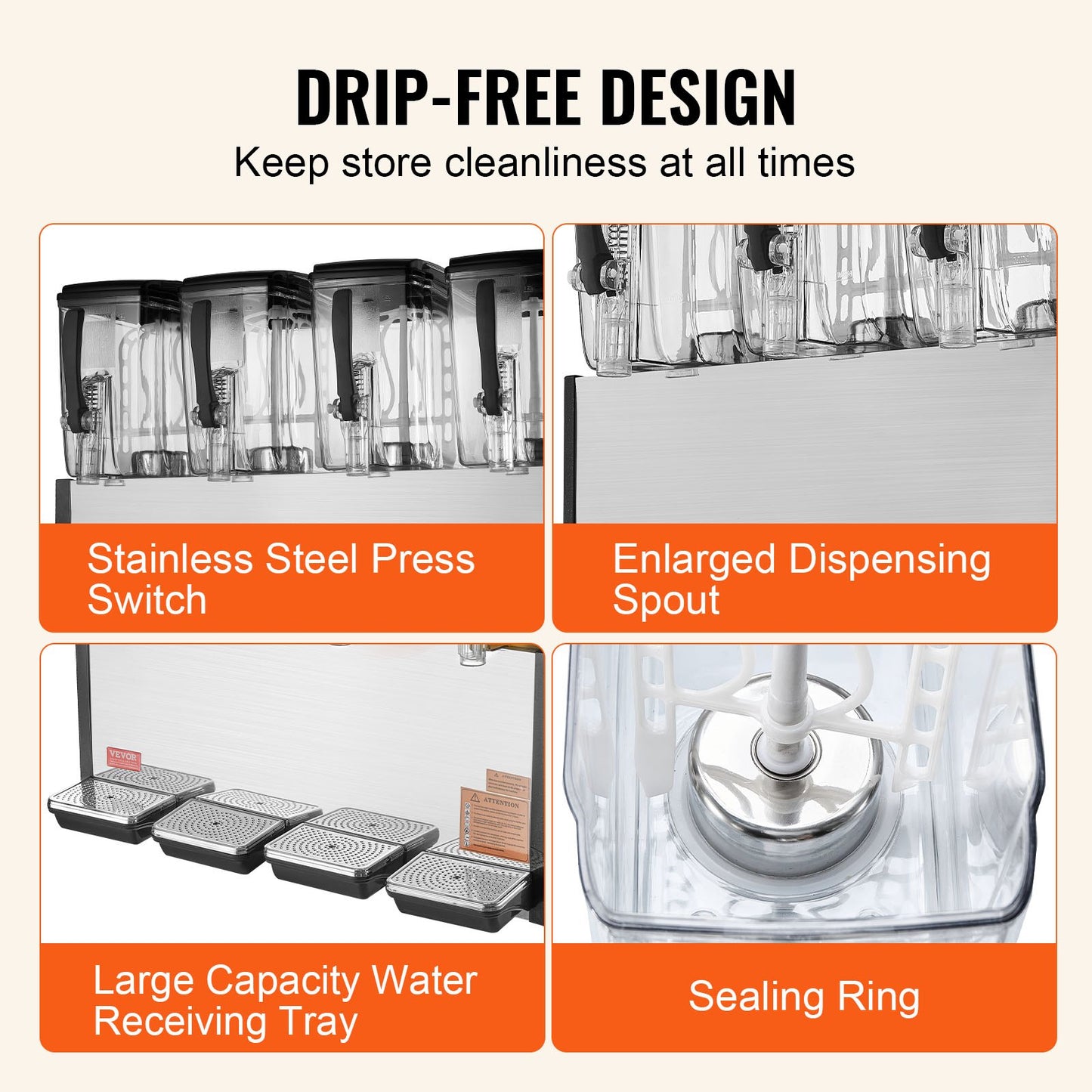 Commercial Beverage Dispenser 12L x 4 tanks Cold Juice Ice Drink Dispenser