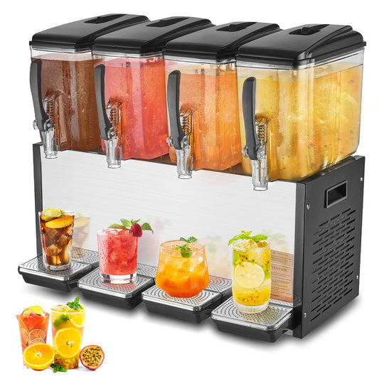Commercial Beverage Dispenser 12L x 4 tanks Cold Juice Ice Drink Dispenser