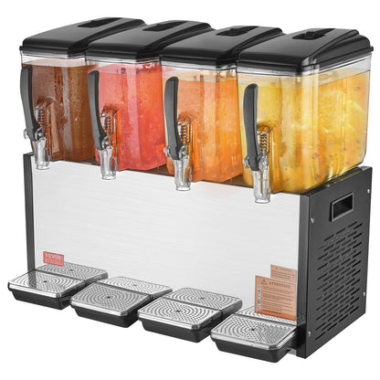 Commercial Beverage Dispenser 12L x 4 tanks Cold Juice Ice Drink Dispenser