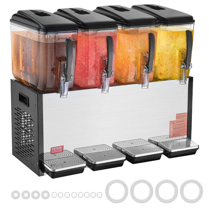 Commercial Beverage Dispenser 12L x 4 tanks Cold Juice Ice Drink Dispenser