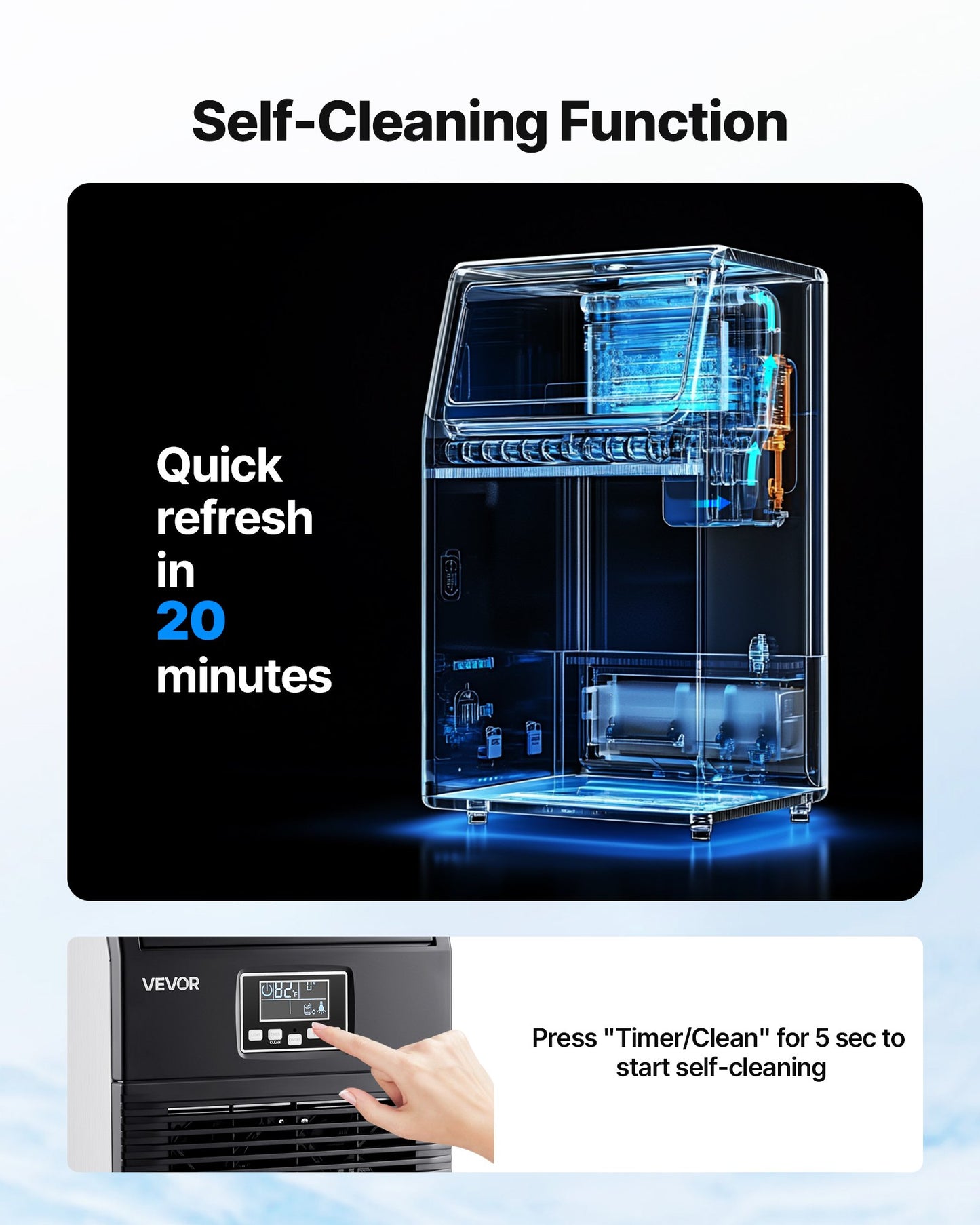 Commercial Ice Maker Machine, 90 lbs/24h with 12Lbs Storage, 32 Cubes per Cycle, Stainless Steel Freestanding & Countertop Ice Maker with LED Display & Self-Cleaning, for Home Bar Restaurant