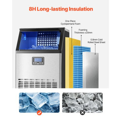 kommerzielle Eismaschine Freistehende Schrankmaschine 100lbs/24H 45 Eiswürfel | EU