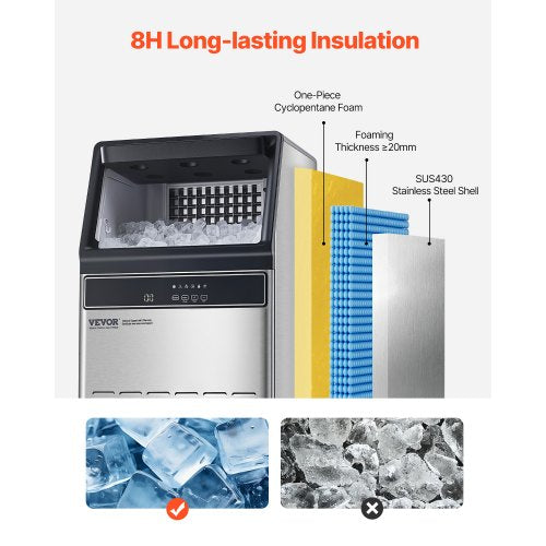 Commercial Ice Machine Freestanding Cabinet Machine 110lbs/24h 50 Ice Cubes | EU