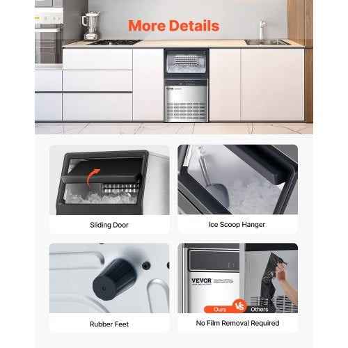 Commercial Ice Machine Freestanding Cabinet Machine 110lbs/24h 50 Ice Cubes | EU