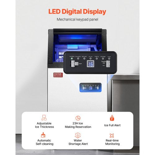 Kommerzielle Eismaschine, freistehende Schrankmaschine, 100 Pfund/24 Stunden, 36 Eiswürfel | EU