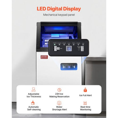 Kommerzielle Eismaschine, freistehende Schrankmaschine, 100 Pfund/24 Stunden, 36 Eiswürfel | EU