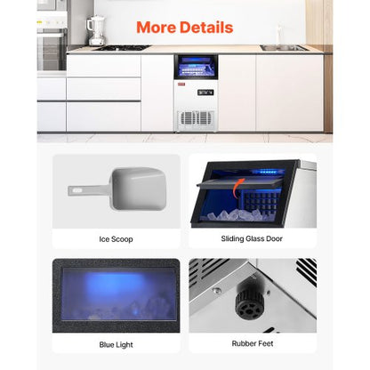Kommerzielle Eismaschine, freistehende Schrankmaschine, 100 Pfund/24 Stunden, 36 Eiswürfel | EU