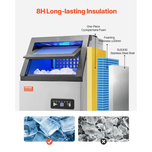 kommerzielle Eismaschine Freistehende Schrankmaschine 120lbs/24H 36 Eiswürfel | EU