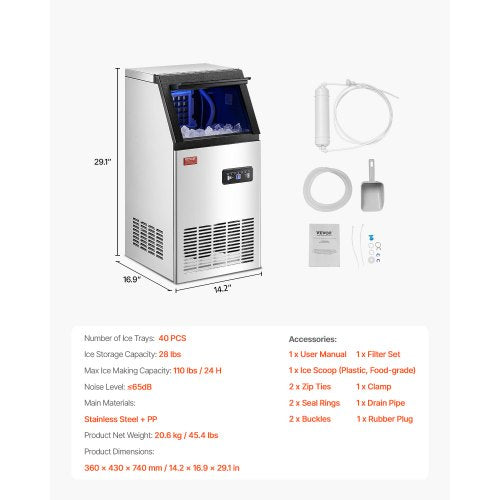kommerzielle Eismaschine Freistehende Schrankmaschine 110lbs/24H 36 Eiswürfel | EU