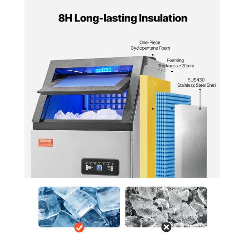 kommerzielle Eismaschine Freistehende Schrankmaschine 110lbs/24H 36 Eiswürfel | EU
