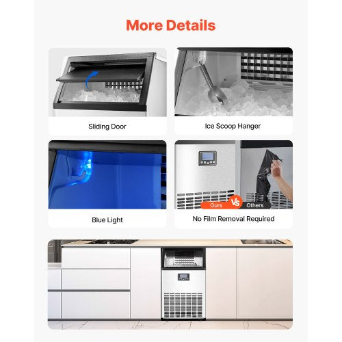 gewerbliche Eismaschine Freistehende Schrankmaschine 130lbs/24H 45 Eiswürfel | EU