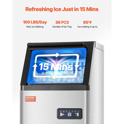 commercial ice machine Freestanding cabinet machine 100lbs/24H 36 ice cubes | EU