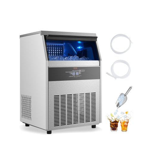 265lbs/24H Commercial Ice Maker, 108 Ice Cubes in 15 Minutes, Freestanding Ice Maker Machine with 66lbs Large Storage Capacity for Bar Office Restaurant, with LED Digital Display & Self-Cleaning