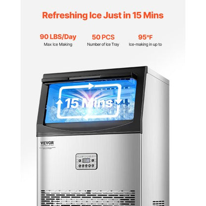 commercial ice machine Freestanding cabinet machine 90lbs/24H 50 ice cubes | EU