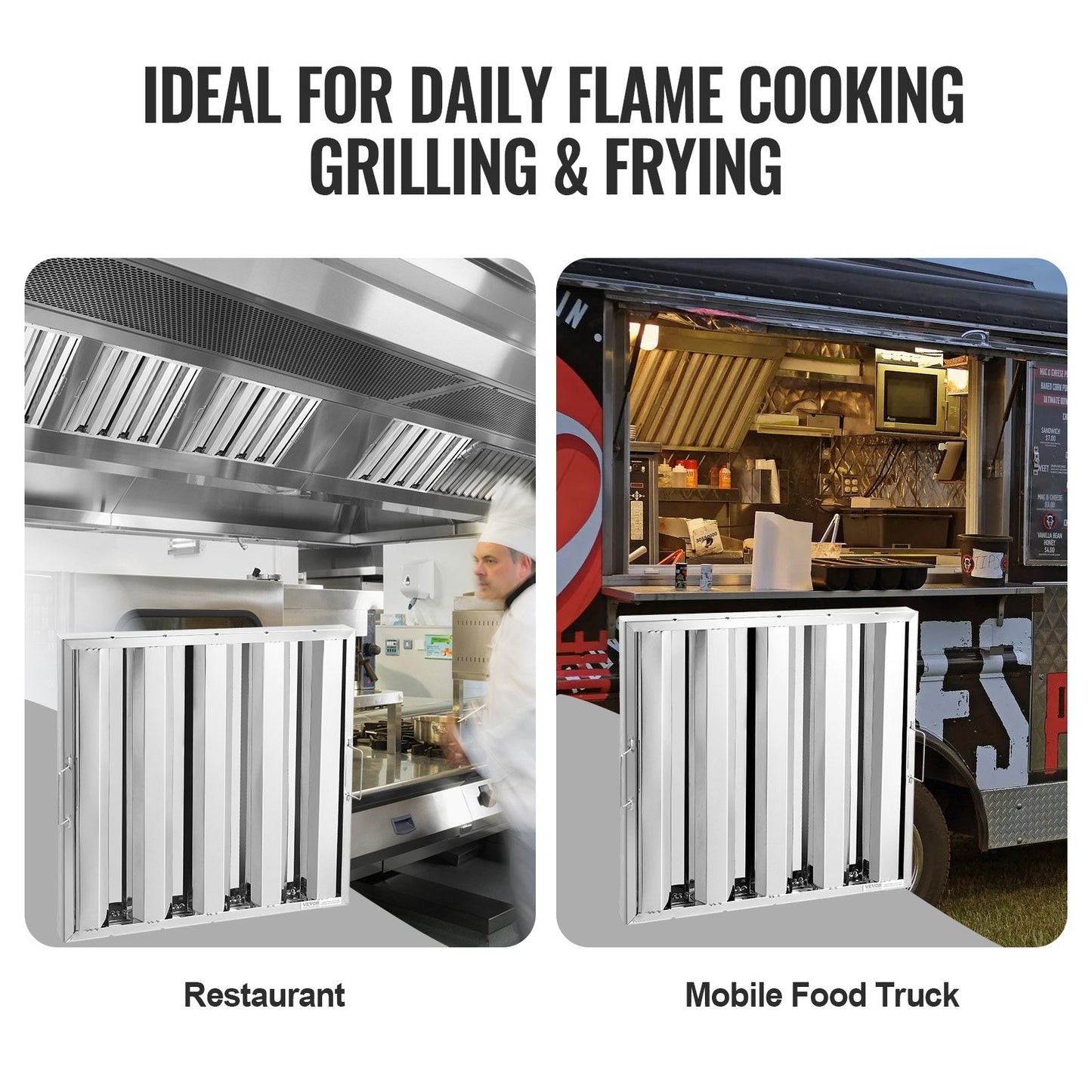 19.5Wx19.5H Inch Commercial Hood Filter Interval Hood Baffle Stainless Steel