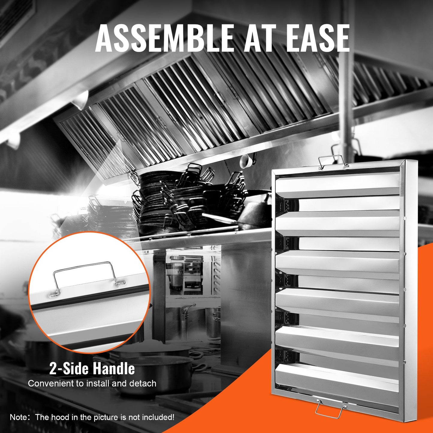 24,5 W x 19,5 H Zoll kommerziellen Haube Filter Intervall Haube Schallwand Edelstahl