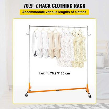 Z Rack, Industrial Grade Z Base Garment Rack, Rolling Z Garment Rack, Sturdy Steel Z Base Clothing Rack with Lockable Casters for Home Garment Store Display Commercial Use Oran