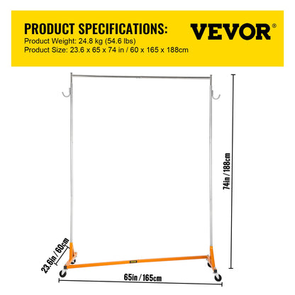 Z Rack, Industrial Grade Z Base Garment Rack, Height Adjustable Rolling Z Garment Rack, Sturdy Steel Z Base Clothing Rack with Lockable Casters, for Home Clothing Store Display Orange (3 Sets)