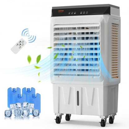 Evaporative Air Cooler, 2100 CFM, 135° Oscillating Swamp Cooler with Adjustable 3 Speeds and 12 H Timer, 7 Gal Portable Air Cooler for 750 Sq.ft, Indoor/Outdoor Use, FCC Listed