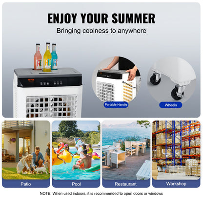 Evaporative Air Cooler, 2100 CFM, 135° Oscillating Swamp Cooler with Adjustable 3 Speeds and 12 H Timer, 7 Gal Portable Air Cooler for 750 Sq.ft, Indoor/Outdoor Use, FCC Listed