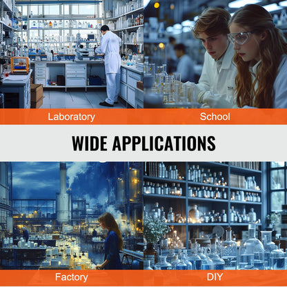 Lab Stand Support, Laboratory Retort Support Stand Set, Steel Lab Stand 23.6" Rod and 8.3" x 5.3" Cast Iron Base, Includes Flask Clamps, a Burette Clamp and Cross Clamps