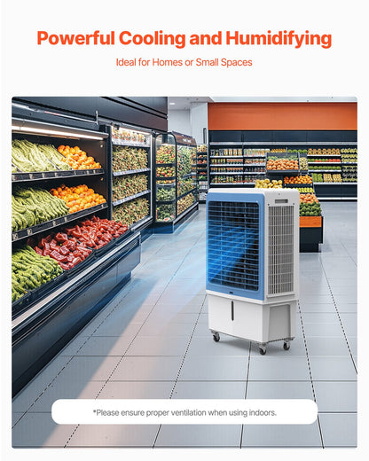 Evaporative Air Cooler, 4129 CFM with 12.7 Gallon Water Tank Swamp Cooler, Portable Cooling Fan with Remote Control, 12H Timer, 4 Ice Boxes, Quiet Operation, 3 Wind Speeds for Outdoor Indoor Use