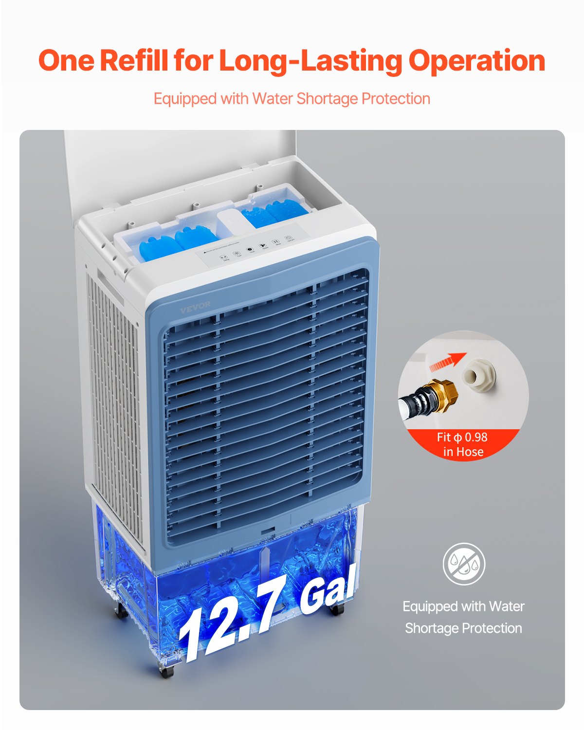 Evaporative Air Cooler, 4129 CFM with 12.7 Gallon Water Tank Swamp Cooler, Portable Cooling Fan with Remote Control, 12H Timer, 4 Ice Boxes, Quiet Operation, 3 Wind Speeds for Outdoor Indoor Use
