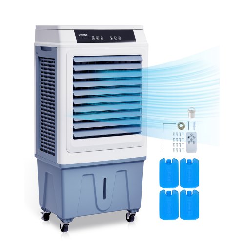 Evaporative Air Cooler, 3100 CFM with 9 Gallon Water Tank Swamp Cooler, Portable Cooling Fan with Remote Control, 12H Timer, 4 Ice Boxes, Quiet Operation, 3 Wind Speeds for Outdoor Indoor Use