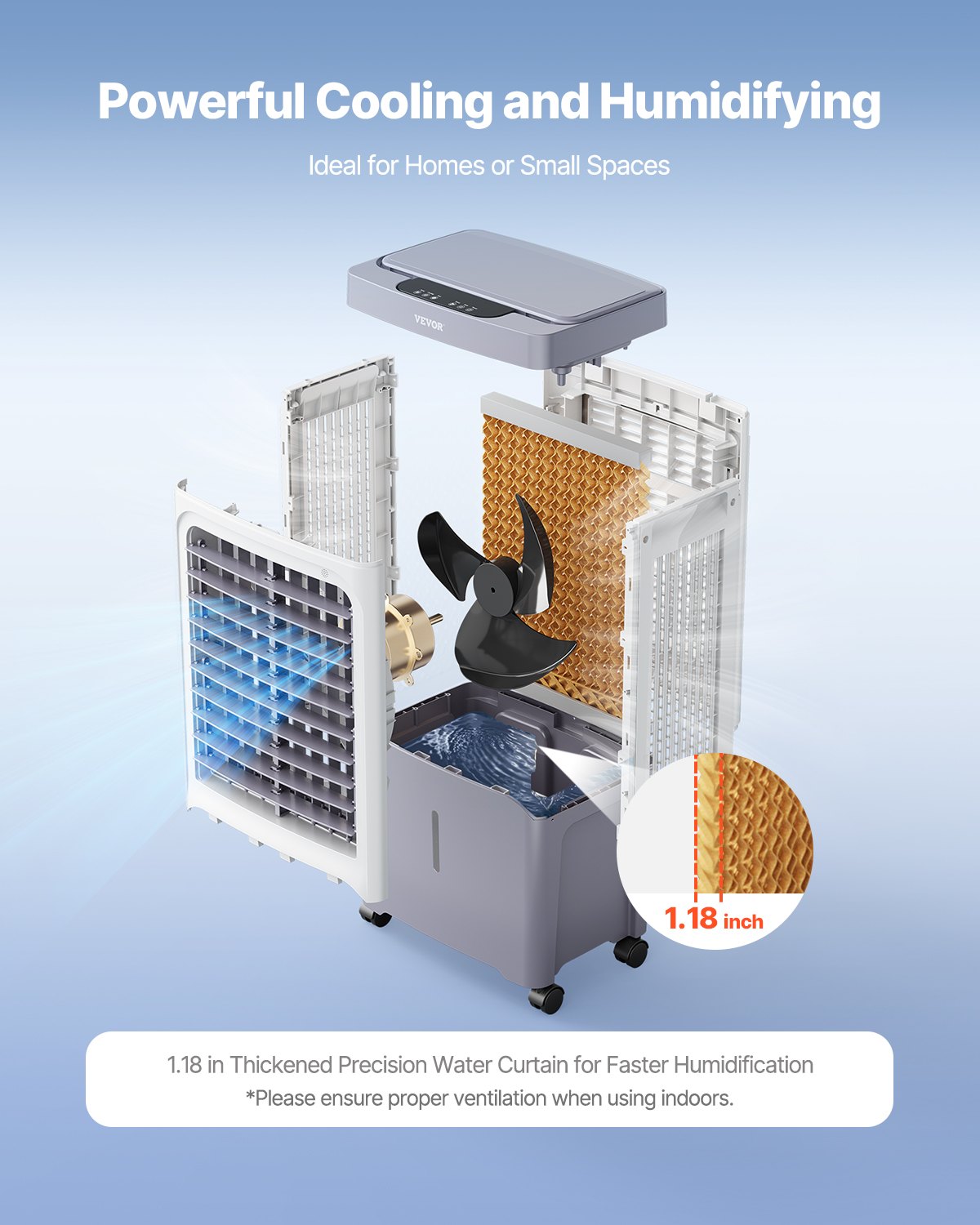 Evaporative Air Cooler, 1800 CFM with 6.8 Gallon Water Tank Swamp Cooler, Portable Cooling Fan with Remote Control, 12H Timer, 4 Ice Boxes, Quiet Operation, 3 Wind Speeds for Outdoor Indoor Use
