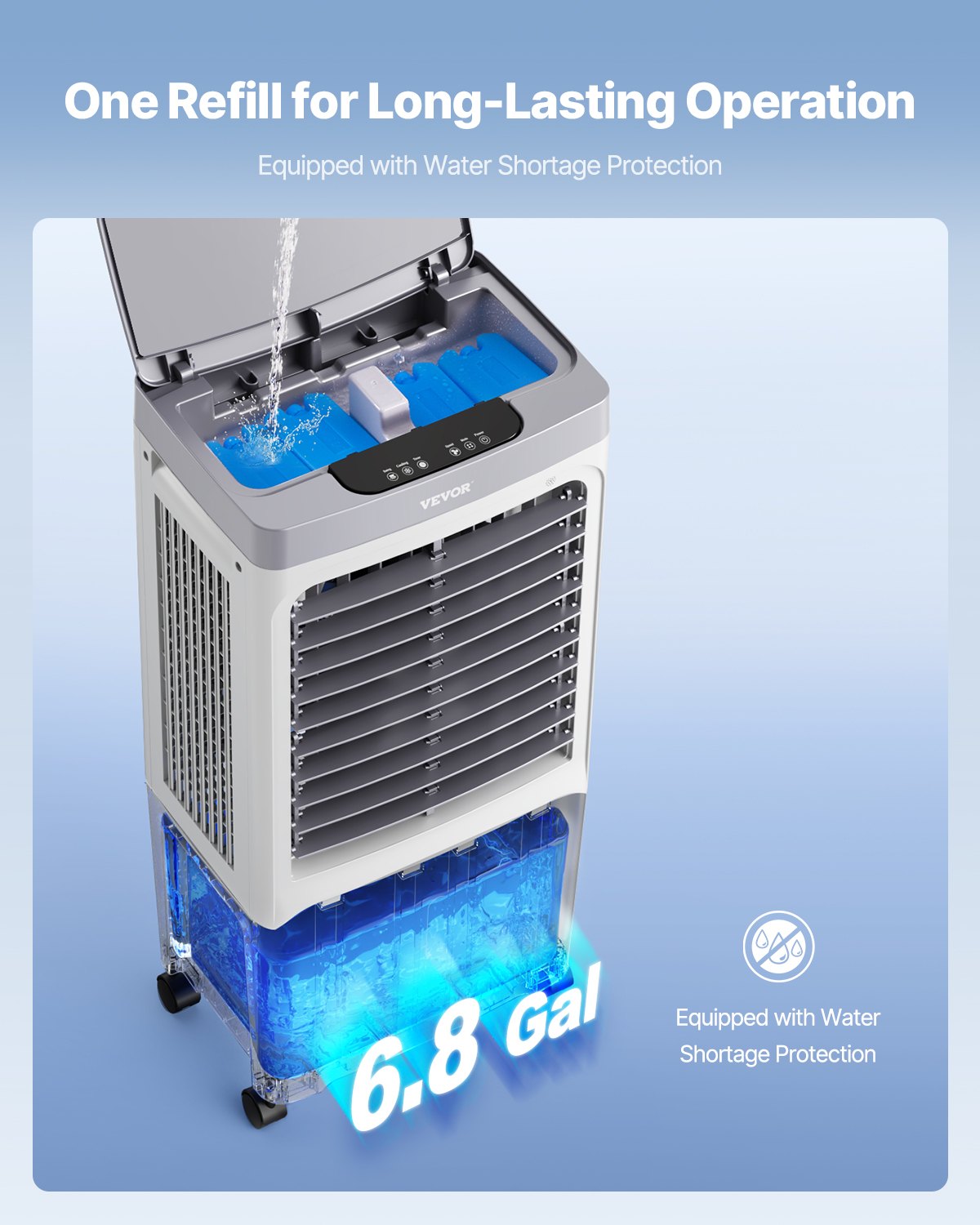 Evaporative Air Cooler, 1800 CFM with 6.8 Gallon Water Tank Swamp Cooler, Portable Cooling Fan with Remote Control, 12H Timer, 4 Ice Boxes, Quiet Operation, 3 Wind Speeds for Outdoor Indoor Use