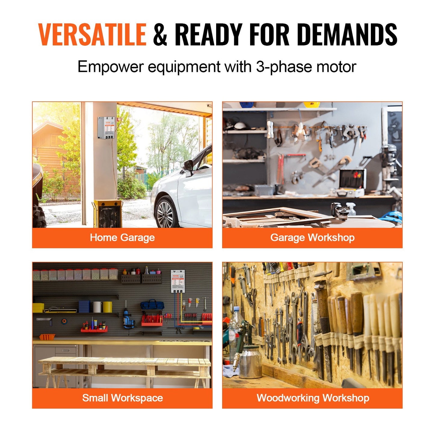 3 Phase Converter - 10HP 30A 220V Single Phase to 3 Phase Converter, Digital Phase Shifter for Residential and Light Commercial Use, 220V Input/Output (One Converter for One Motor Only)