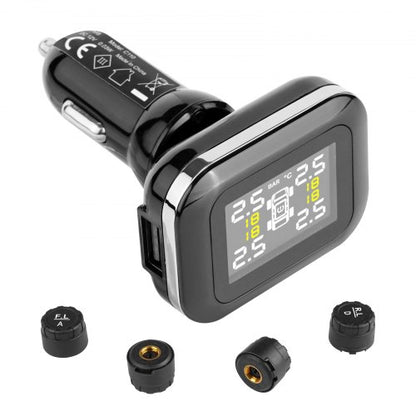 RV Tire Pressure Monitoring System, 7.3-87 PSI Trailer TPMS, Universal Wireless Car Alarm System, Waterproof TPMS Sensors Set with 4 Sensors, 5 Alarm Modes, Real-time Display, Easy to Install